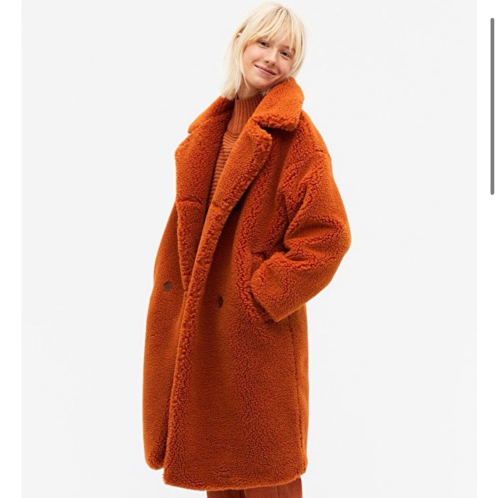Monki Vibrant Orange Teddy Jacket - Picture 8 of 9